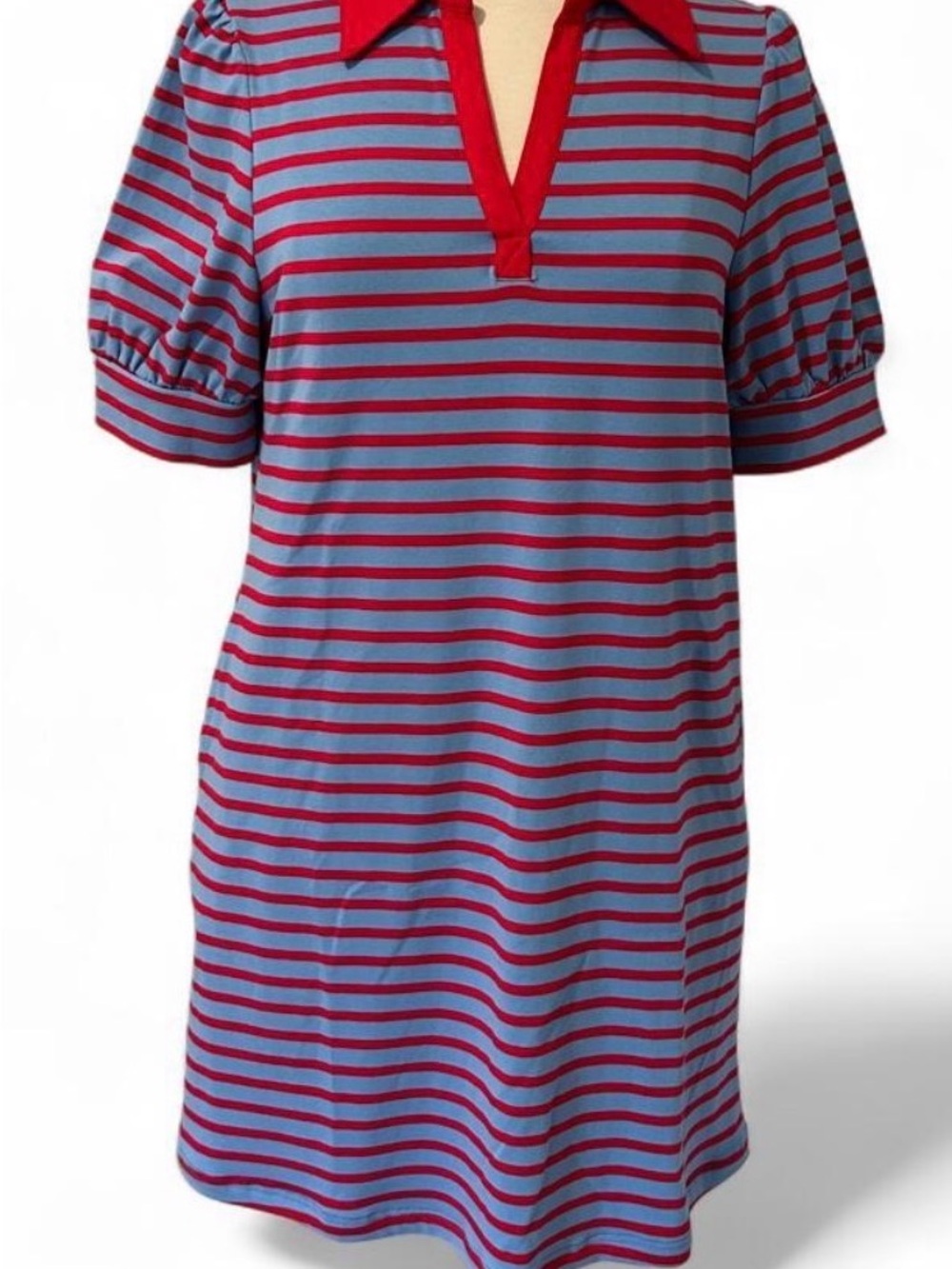 Girls' Red and Blue Striped Polo Dress